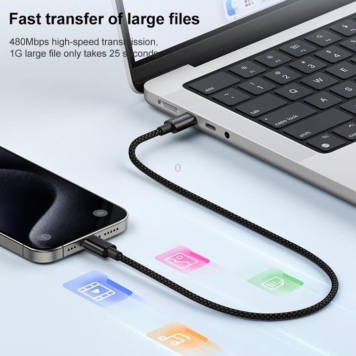 MOMAX DC30 1.5m USB-C / Type-C to USB-C / Type-C 60W Braided Data Sync Charge Cable (Titanium Color)