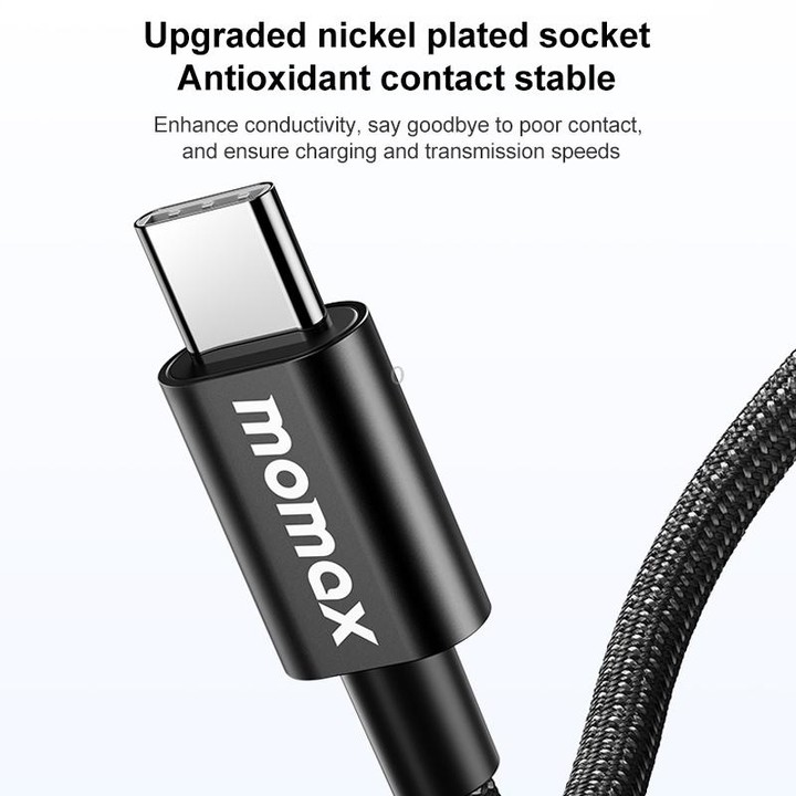 MOMAX DC30 1.5m USB-C / Type-C to USB-C / Type-C 60W Braided Data Sync Charge Cable (Titanium Color)
