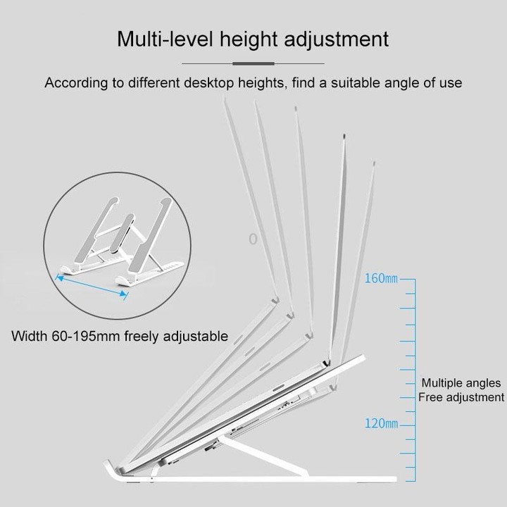 YMB1028 Portable Folding Desktop Holder Bracket for Laptop / Tablet below 15.6 inch(Silver)