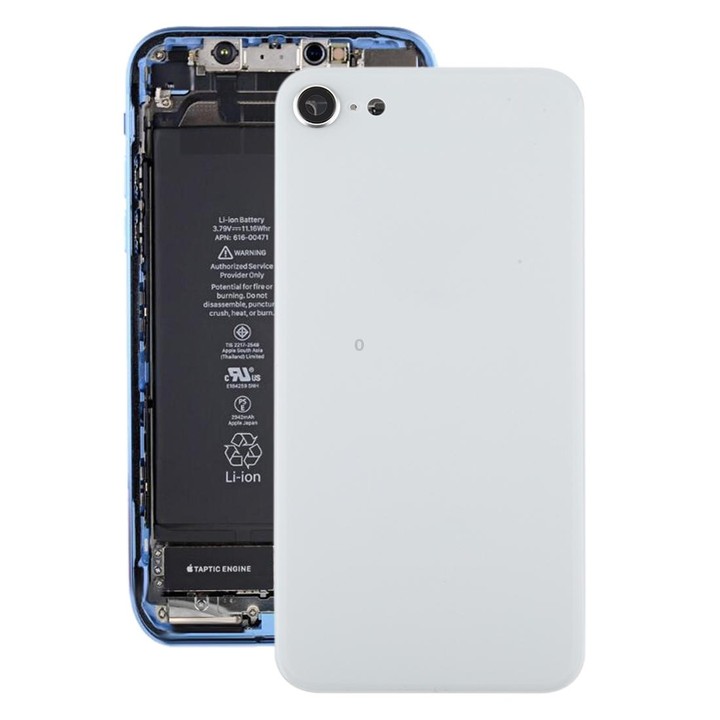 Glass Battery Back Cover with Camera Lens Frame for iPhone SE 2020(White)