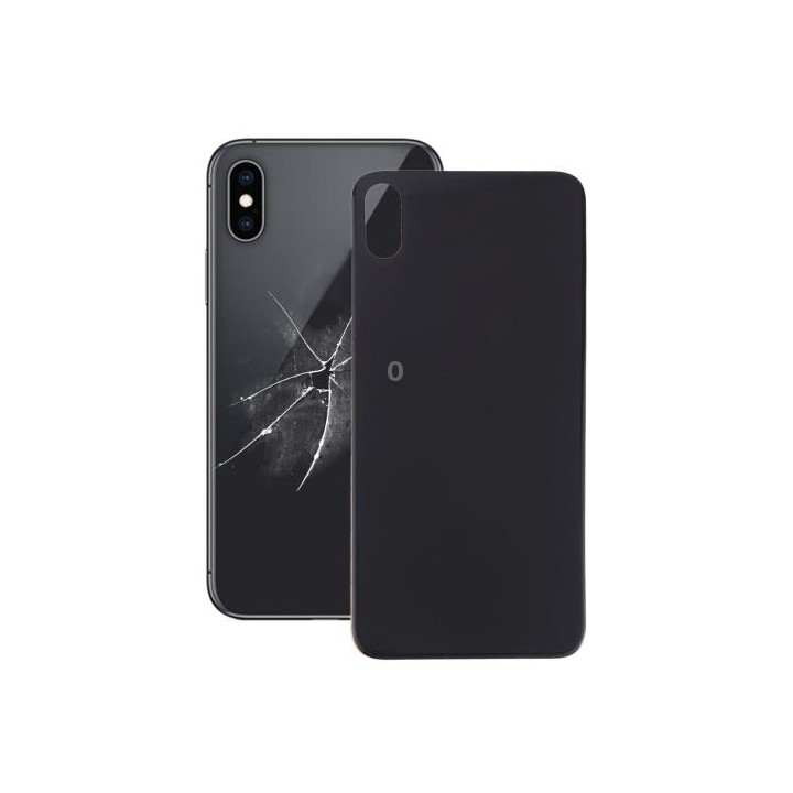 Easy Replacement Big Camera Hole Glass Back Battery Cover with Adhesive for iPhone X(Black)