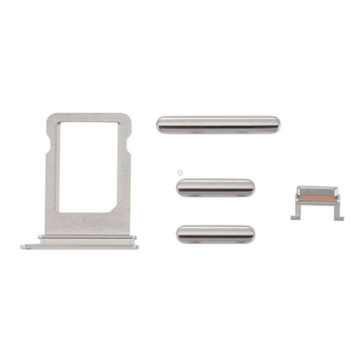 Card Tray + Volume Control Key + Power Button + Mute Switch Vibrator Key for iPhone X(Silver)