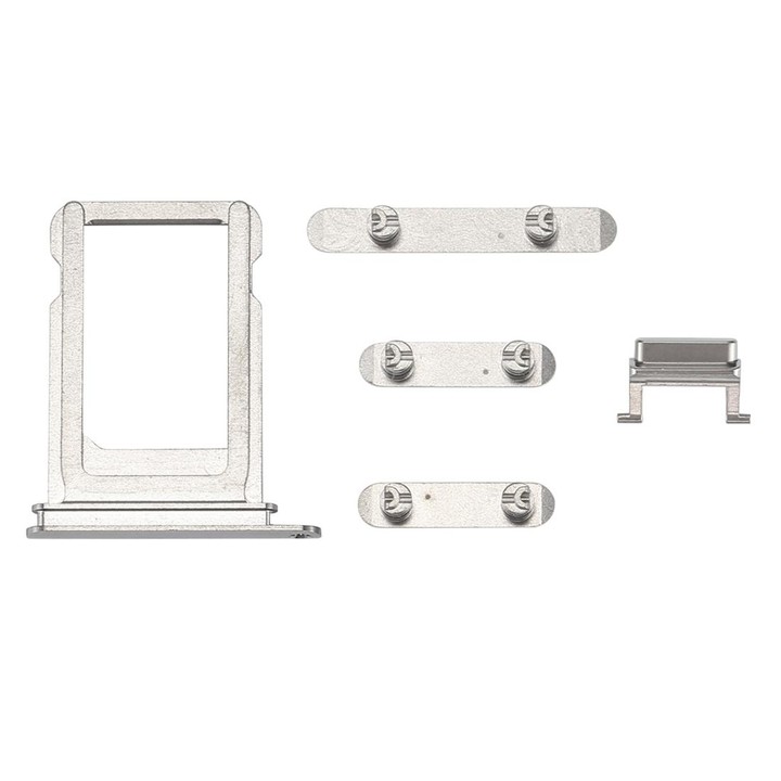 Card Tray + Volume Control Key + Power Button + Mute Switch Vibrator Key for iPhone X(Silver)