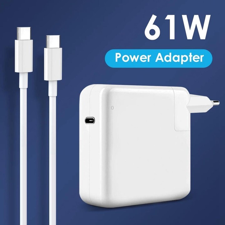 61W USB-C / Type-C Power Adapter with 2m USB Type-C Male to USB Type-C Male Charging Cable, For iPhone, Galaxy, Huawei, Xiaomi,