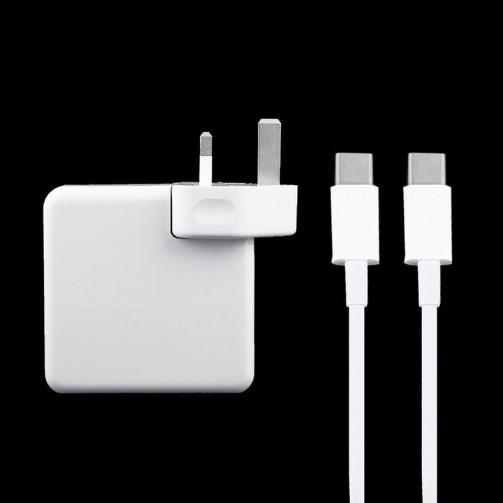 61W USB-C / Type-C Power Adapter with 2m USB Type-C Male to USB Type-C Male Charging Cable, For iPhone, Galaxy, Huawei, Xiaomi,