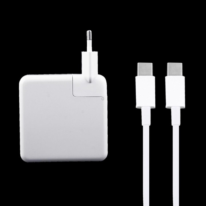 87W USB-C / Type-C Power Adapter with 2m USB Type-C Male to USB Type-C Male Charging Cable, For iPhone, Galaxy, Huawei, Xiaomi,
