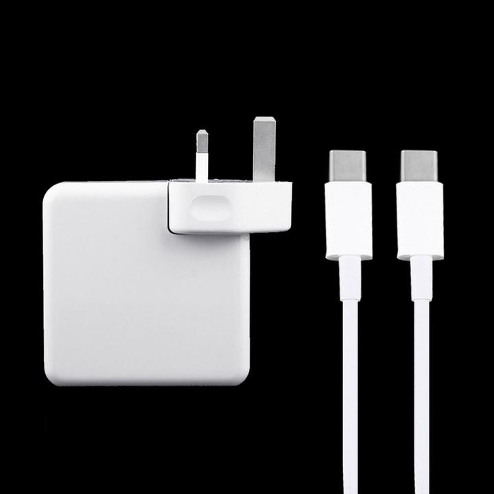 87W USB-C / Type-C Power Adapter with 2m USB Type-C Male to USB Type-C Male Charging Cable, For iPhone, Galaxy, Huawei, Xiaomi,