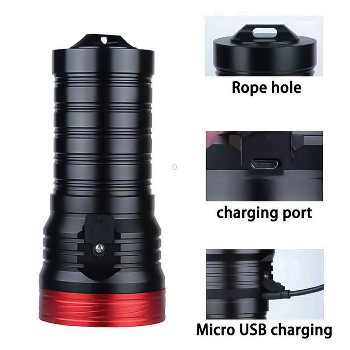 3 Gears, DB18 18xT6, Luminous Flux: 5400lm LED Flashlight, Without Battery (Red Black)