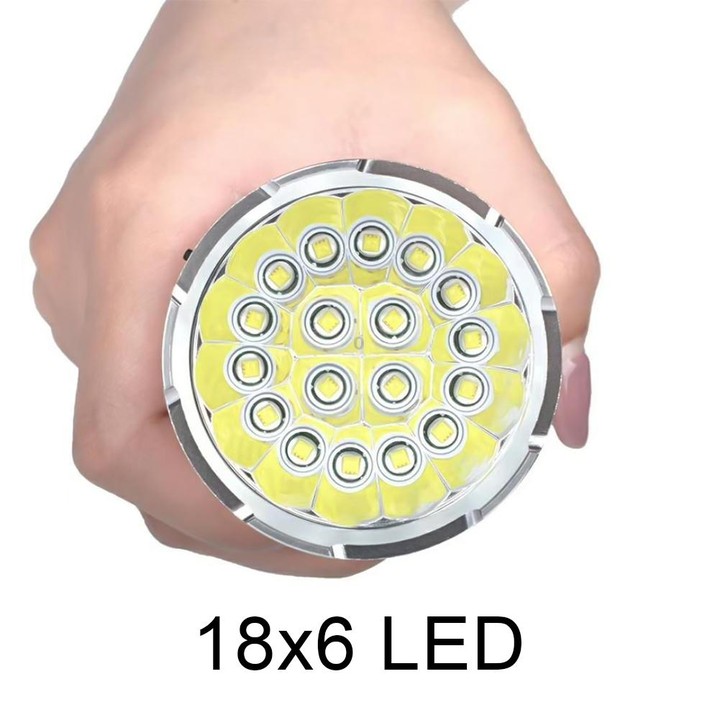 3 Gears, K18MAX 18xT6, Luminous Flux: 5400lm LED Flashlight(Black)