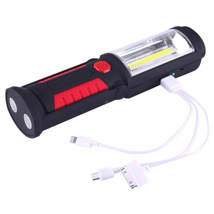 PR5W-1 5W COB+1W F8 IP43 Waterproof White Light LED Torch Work Light , 400 LM Multi-function USB Charging Portable Emergency Wor