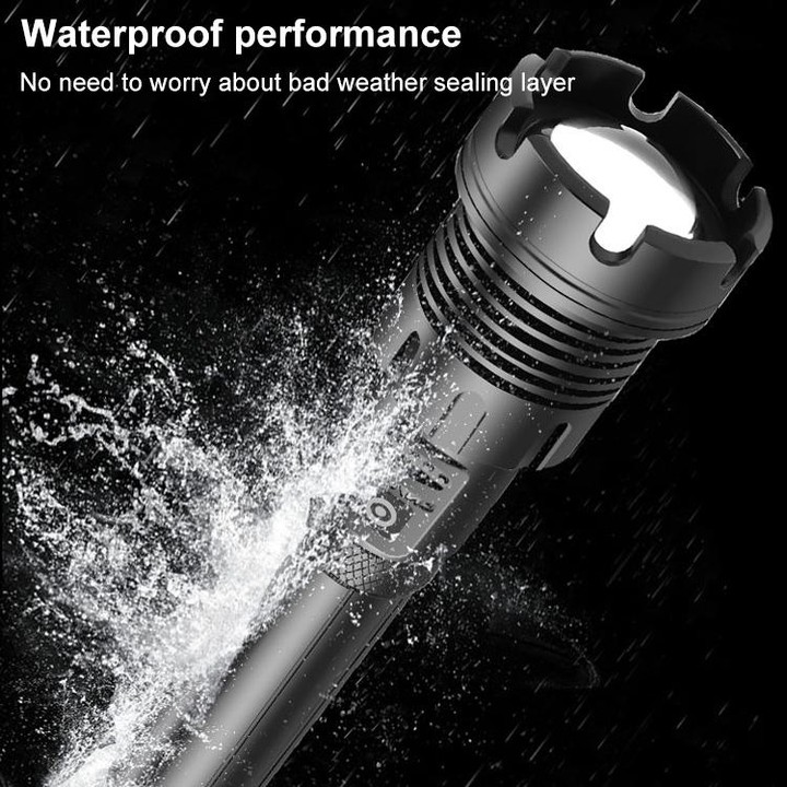 Long Style Micro USB Charging Outdoor Waterproof P90 + COB LED Flashlight, Support Power Display & Telescopic Focusing & 7-level