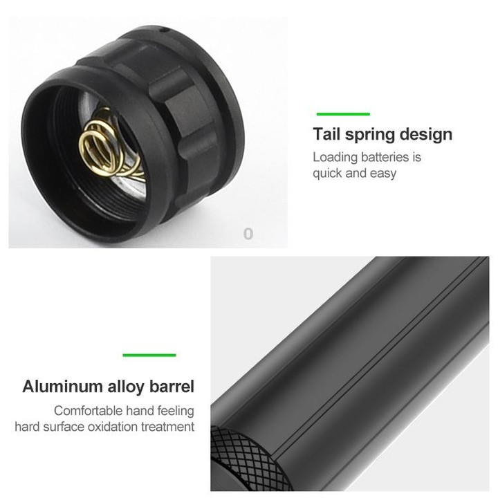 Long Style Micro USB Charging Outdoor Waterproof P90 + COB LED Flashlight, Support Power Display & Telescopic Focusing & 7-level