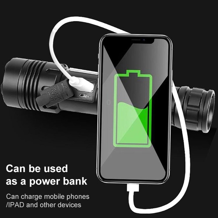 Short Style Micro USB Charging Outdoor Waterproof P70 + COB LED Flashlight, Support Power Display & Telescopic Focusing & 7-leve