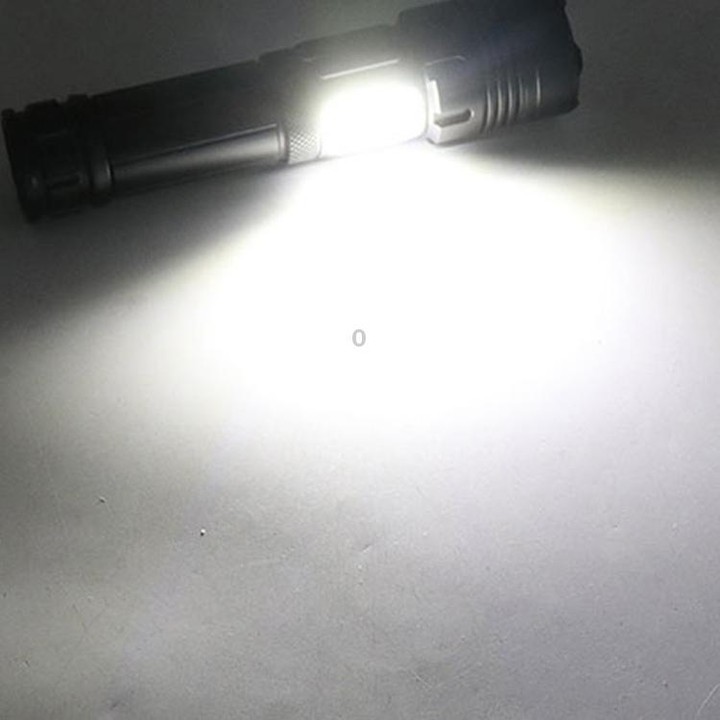 Short Style Micro USB Charging Outdoor Waterproof P70 + COB LED Flashlight, Support Power Display & Telescopic Focusing & 7-leve