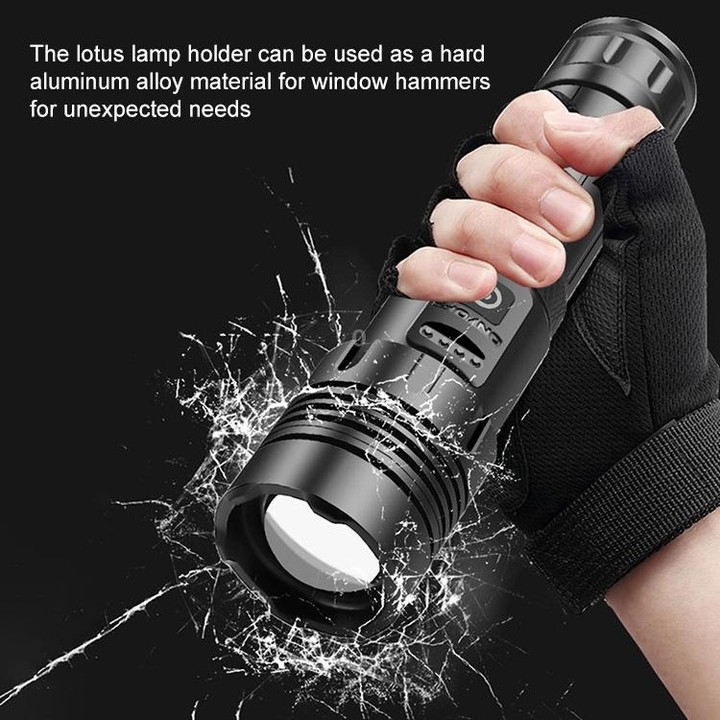 Short Style Micro USB Charging Outdoor Waterproof P70 + COB LED Flashlight, Support Power Display & Telescopic Focusing & 7-leve