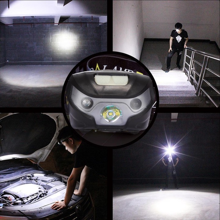 5W 4-Modes Waterproof White Light LED Head Lamp 140LM Outdoor Mini USB Charging Body Motion Sensor with USB Cable