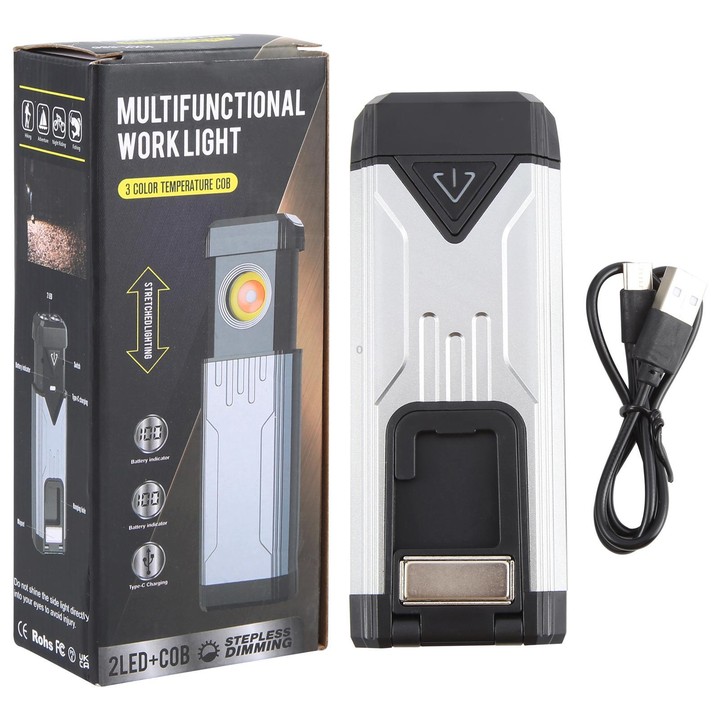 KXK-886 IP44 Waterproof Work Light 3 Color Temperature COB Emergency Flashlight