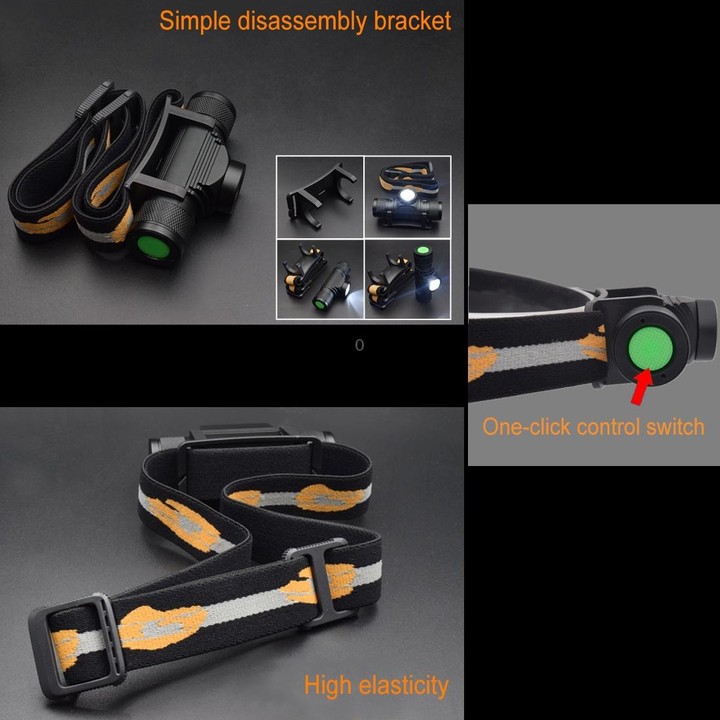 D10 5W XML-2 IPX6 Waterproof Headband Light, 1200 LM USB Charging Adjustable Outdoor LED Headlight