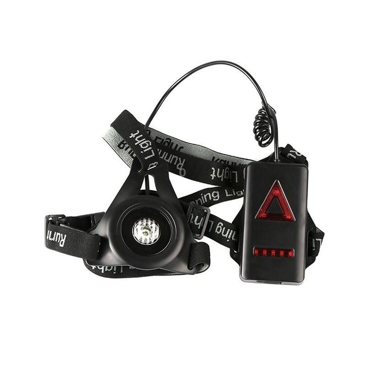 White Light Torch Outdoor Sport Running Light, LED Night Running Flashlight Warning Lights USB Charge Chest Lamp(Black)