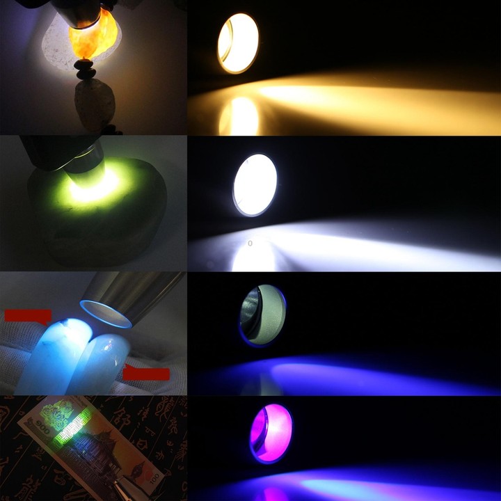 S-88 USB Charging Dual-head Four-light Source Jade Identification Flashlight