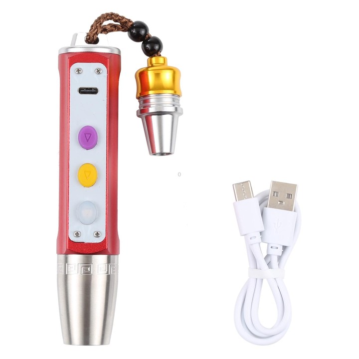 36C Type-C Charging Stepless Dimming Three Light Source Jade Identification Flashlight