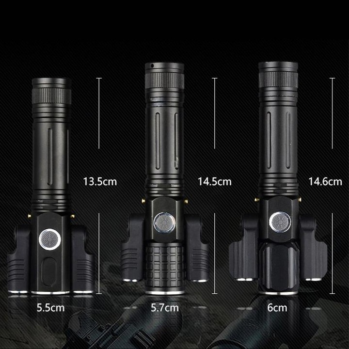 KS-738 USB Charging Waterproof T6+XPE Zoomable LED Flashlight with 4-Modes