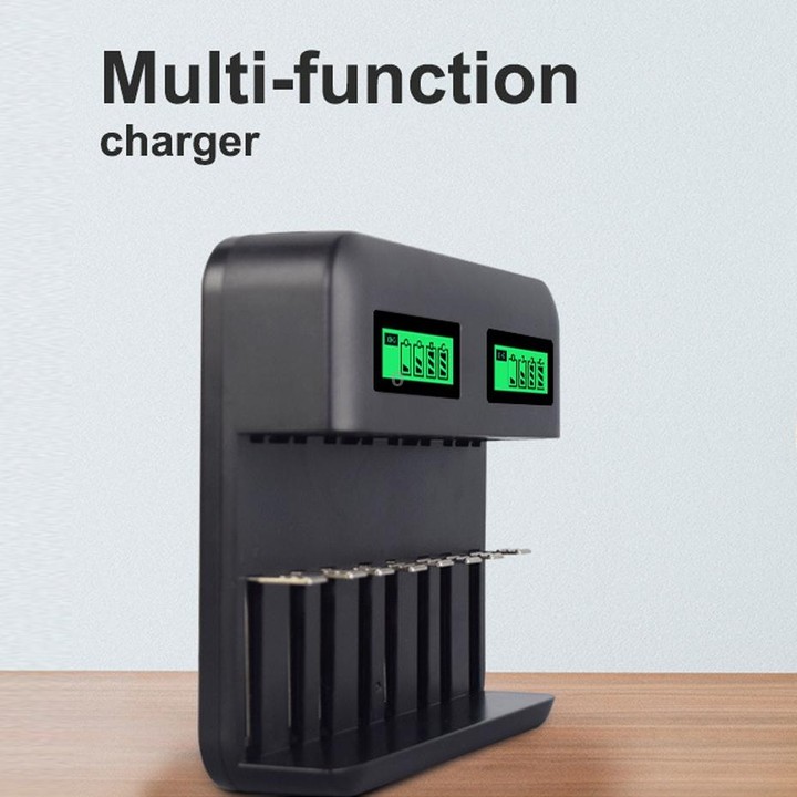 5V 2A USB 8 Slot Battery Charger for AA & AAA & C / D Battery, with LCD Display