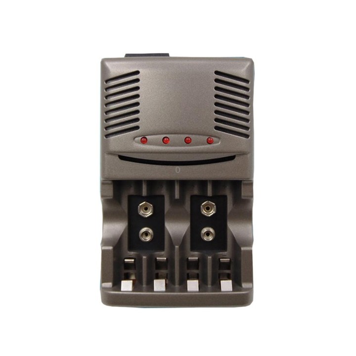 AC 100-240V 4 Slot Battery Charger for AA & AAA & 9V Ni-MH Battery, EU Plug