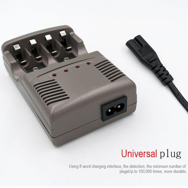 AC 100-240V 4 Slot Battery Charger for AA & AAA & 9V Ni-MH Battery, EU Plug