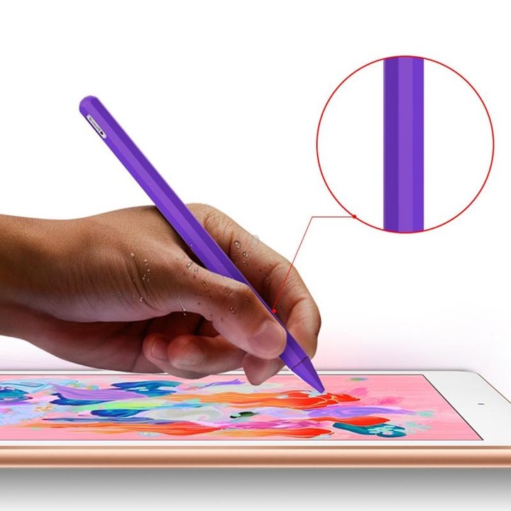 Stylus Pen Silica Gel Protective Case for Apple Pencil 2 (Purple)