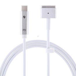 45W / 60W / 65W 5 Pin MagSafe 2 (T-Shaped) to USB-C / Type-C PD Charging Cable(White)