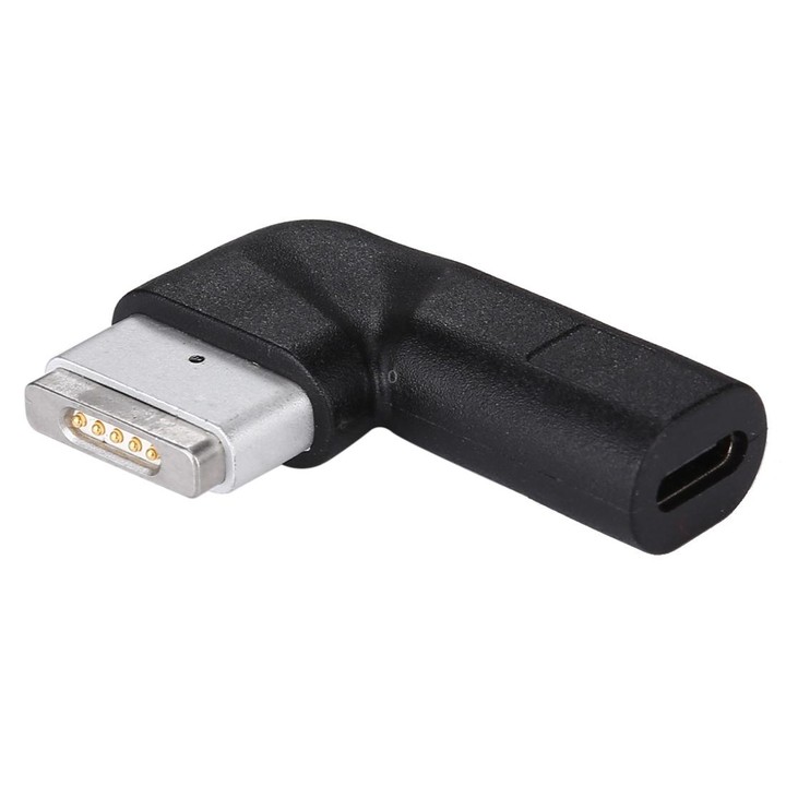 USB-C / Type-C Female to 5 Pin MagSafe 2 (T-Shaped) Male Charge Adapter(Black)