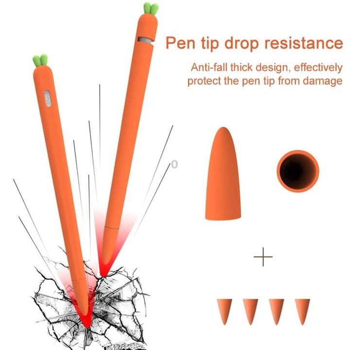 LOVE MEI For Apple Pencil 2 Carrot Shape Stylus Pen Silicone Protective Case Cover(Red)