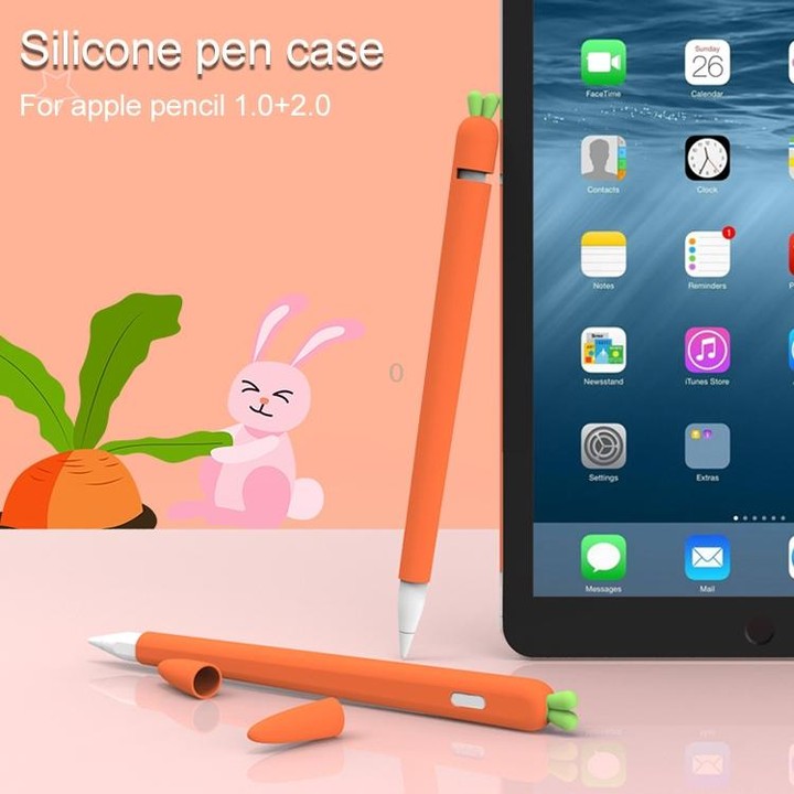 LOVE MEI For Apple Pencil 1 Carrot Shape Stylus Pen Silicone Protective Case Cover (White)