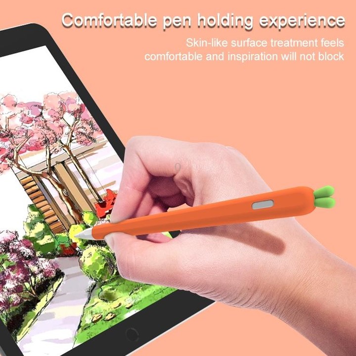 LOVE MEI For Apple Pencil 1 Carrot Shape Stylus Pen Silicone Protective Case Cover (White)