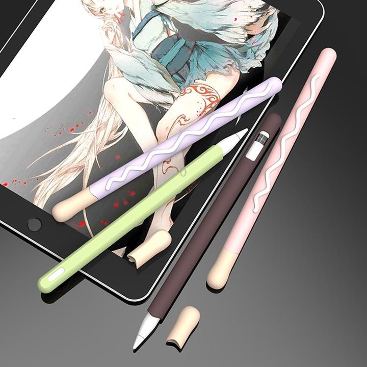 LOVE MEI For Apple Pencil 2 Stripe Design Stylus Pen Silicone Protective Case Cover (Green)