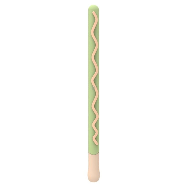 LOVE MEI For Apple Pencil 2 Stripe Design Stylus Pen Silicone Protective Case Cover (Green)