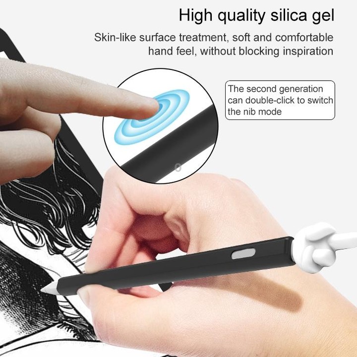 LOVE MEI For Apple Pencil 2 Middle Finger Shape Stylus Pen Silicone Protective Case Cover (Black)