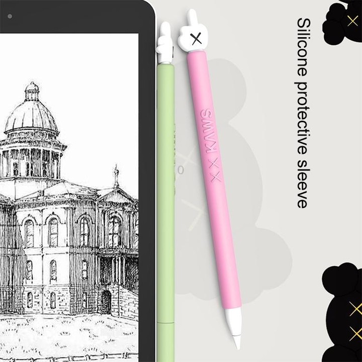 LOVE MEI For Apple Pencil 2 Middle Finger Shape Stylus Pen Silicone Protective Case Cover (Green)