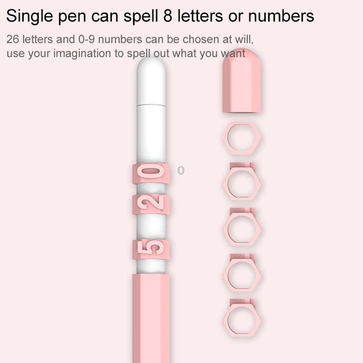 LOVE MEI For Apple Pencil 1 Number Letter Design Stylus Pen Silicone Protective Case Cover(Pink)