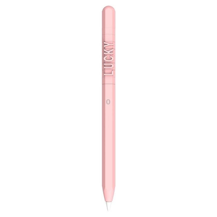 LOVE MEI For Apple Pencil 1 Number Letter Design Stylus Pen Silicone Protective Case Cover(Pink)