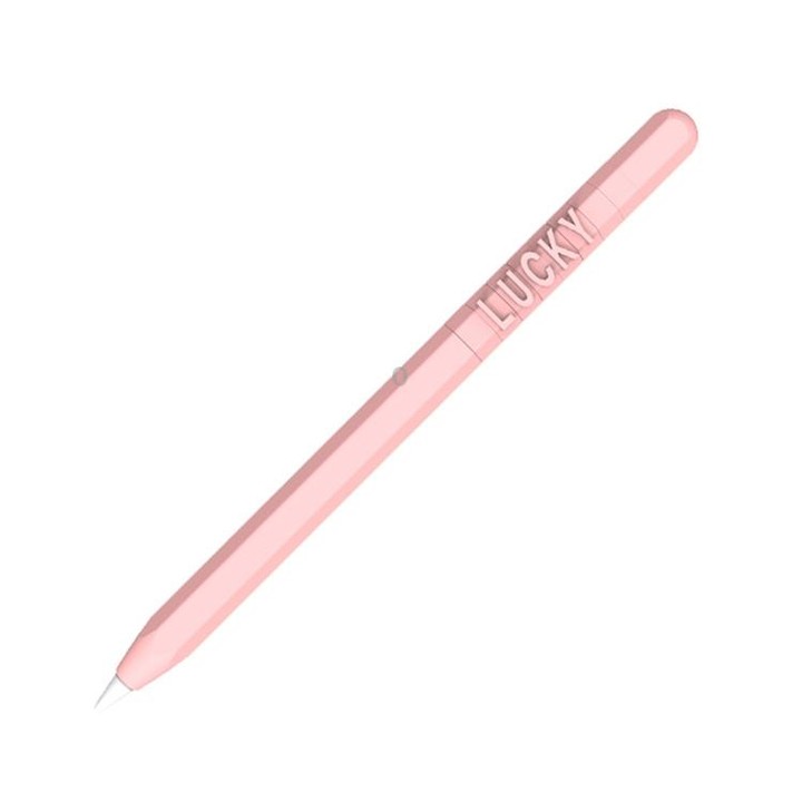 LOVE MEI For Apple Pencil 1 Number Letter Design Stylus Pen Silicone Protective Case Cover(Pink)
