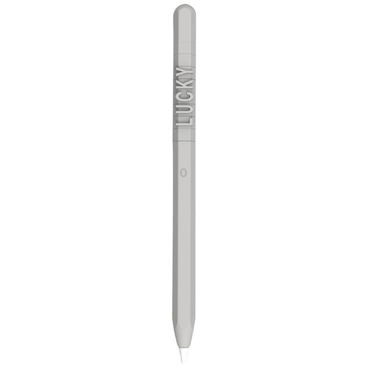 LOVE MEI For Apple Pencil 1 Number Letter Design Stylus Pen Silicone Protective Case Cover(Grey)
