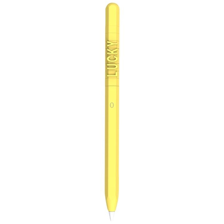 LOVE MEI For Apple Pencil 1 Number Letter Design Stylus Pen Silicone Protective Case Cover(Yellow)