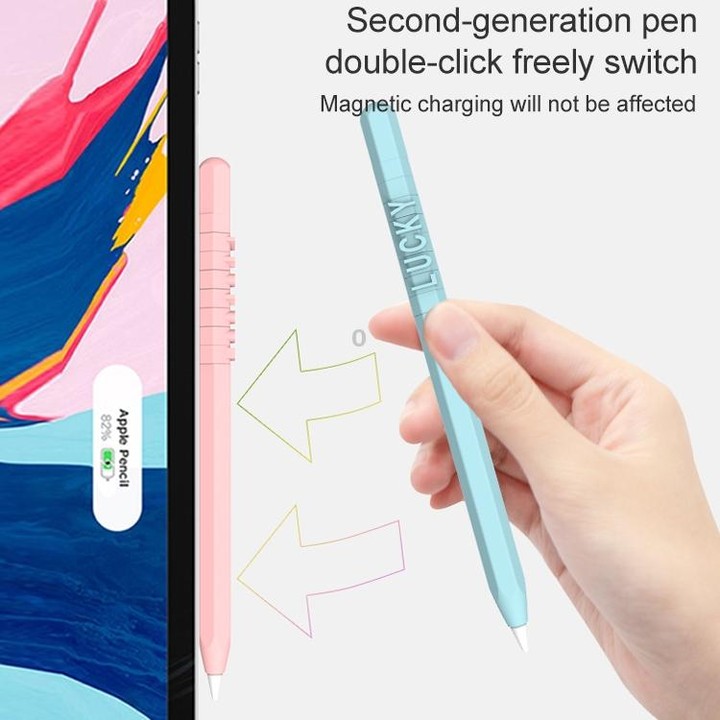 LOVE MEI For Apple Pencil 2 Number Letter Design Stylus Pen Silicone Protective Case Cover (Pink)