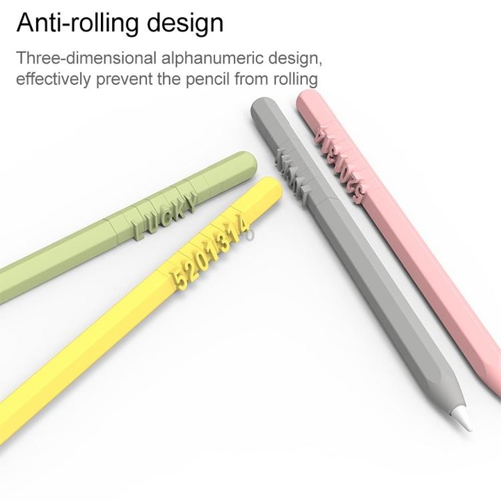 LOVE MEI For Apple Pencil 2 Number Letter Design Stylus Pen Silicone Protective Case Cover (Pink)