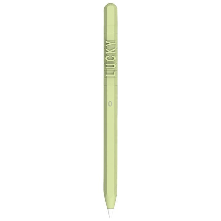 LOVE MEI For Apple Pencil 2 Number Letter Design Stylus Pen Silicone Protective Case Cover (Green)