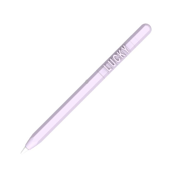 LOVE MEI For Apple Pencil 2 Number Letter Design Stylus Pen Silicone Protective Case Cover (Purple)