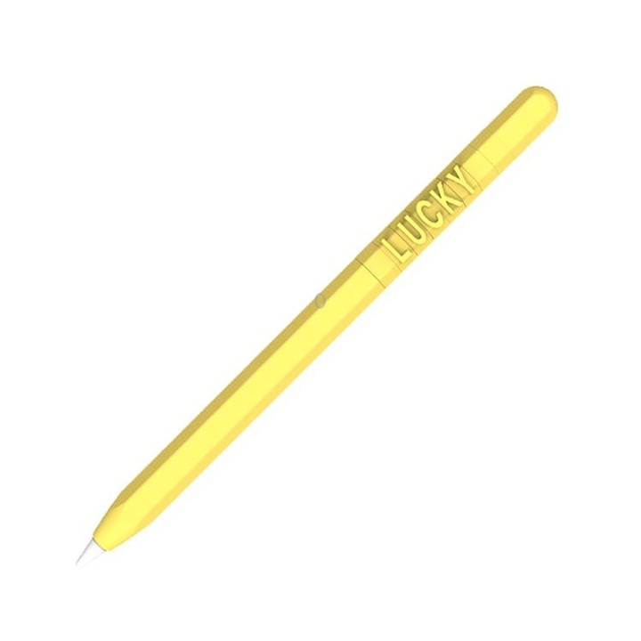 LOVE MEI For Apple Pencil 2 Number Letter Design Stylus Pen Silicone Protective Case Cover (Yellow)