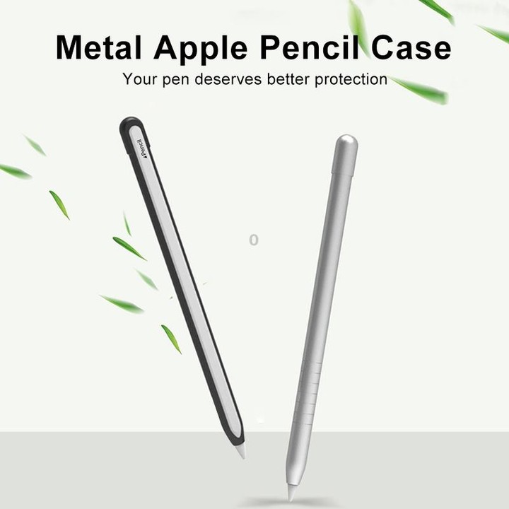 Metal Matte Non-slip Stylus Pen Protective Case for Apple Pencil 2 (Black)